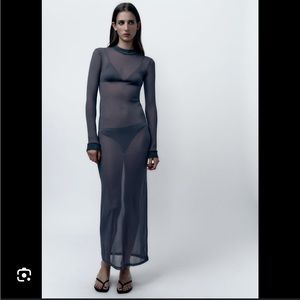 Zara Grey Sheer Dress